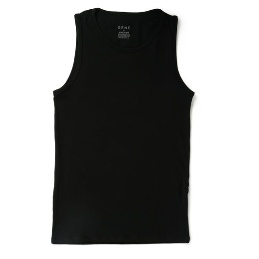 Black Crew Neck Tank Top Slim Fit