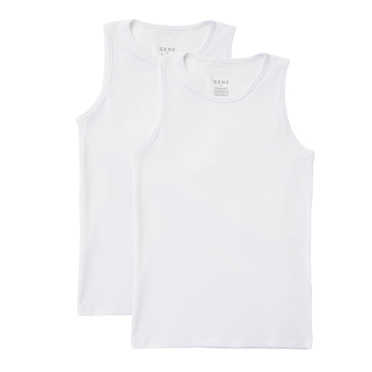 White Crew Neck Tank Top Slim Fit 2-Pack