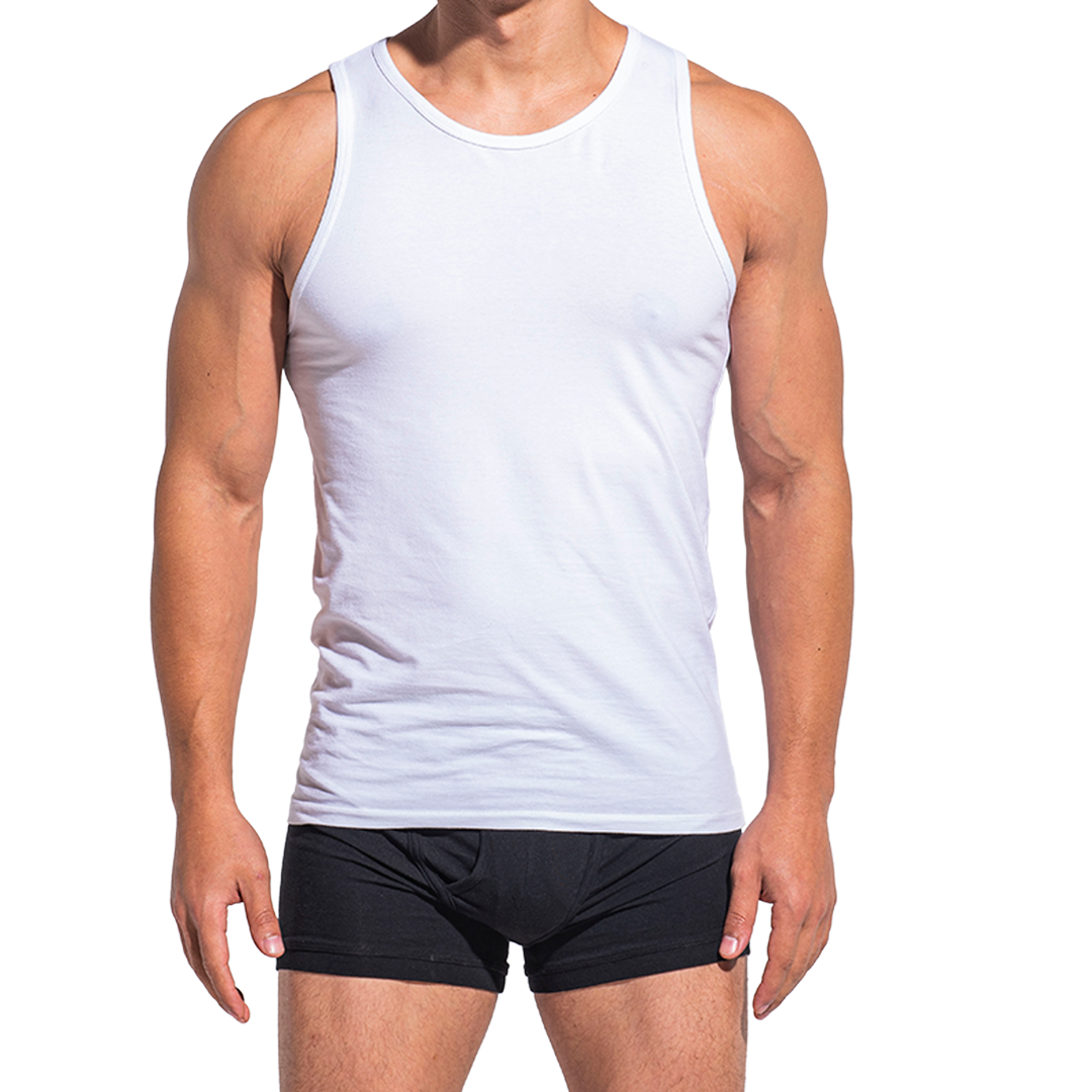 White Crew Neck Tank Top Slim Fit 2-Pack