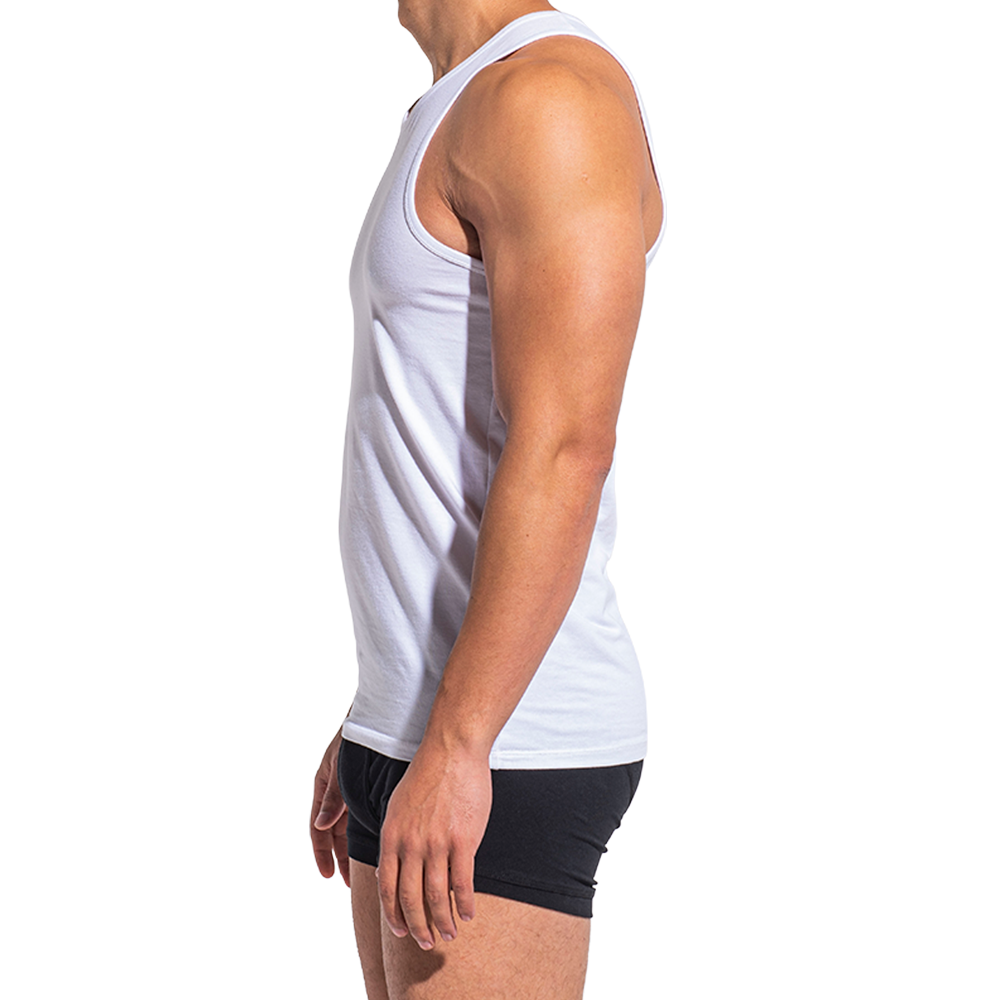 White Crew Neck Tank Top Slim Fit