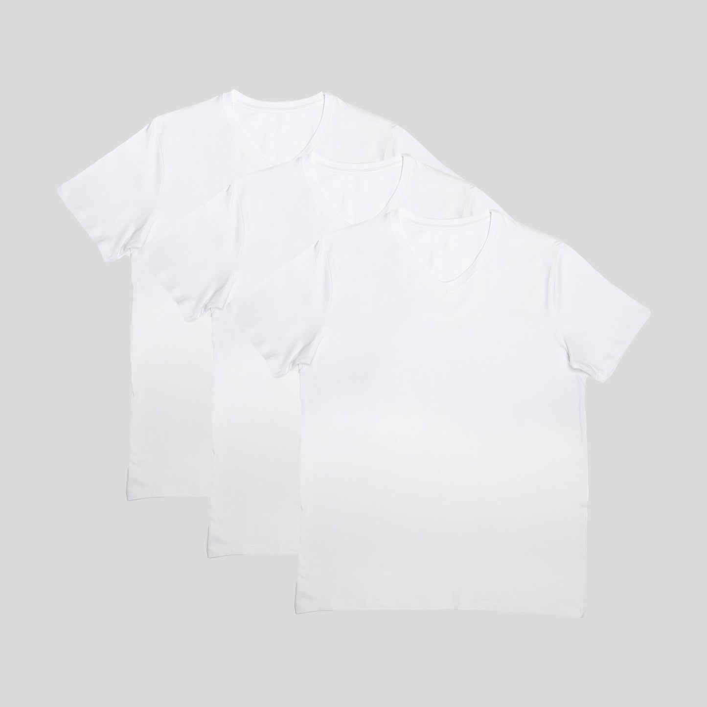 3-Pack White V-Neck T-shirt Slim Fit Cotton Stretch